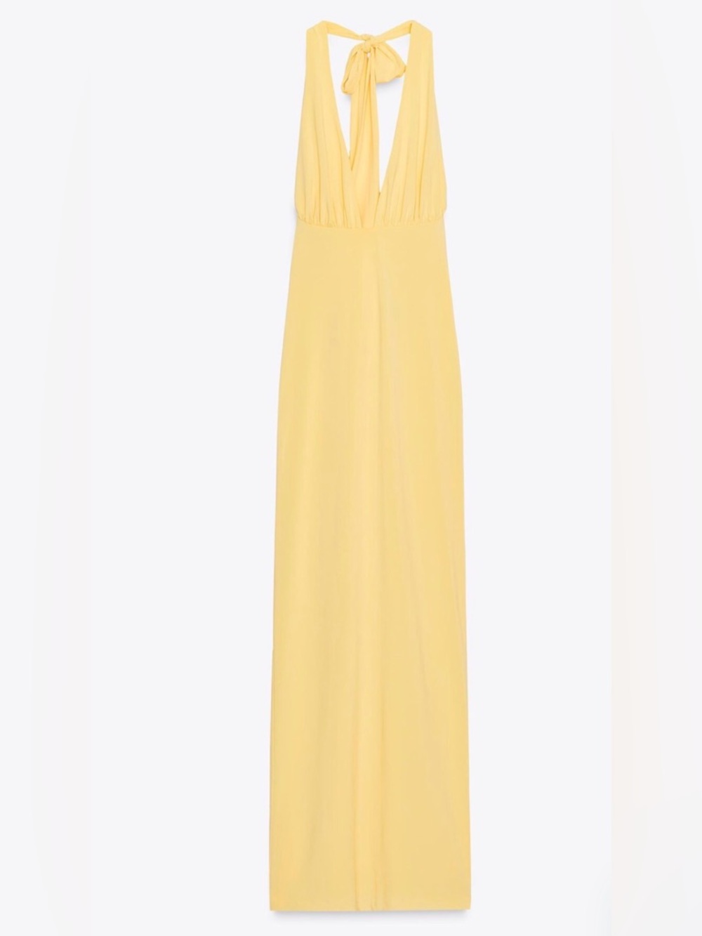 Zara Pale Yellow Tie-Back V-Neck Maxi Dress - Picture 1 of 11